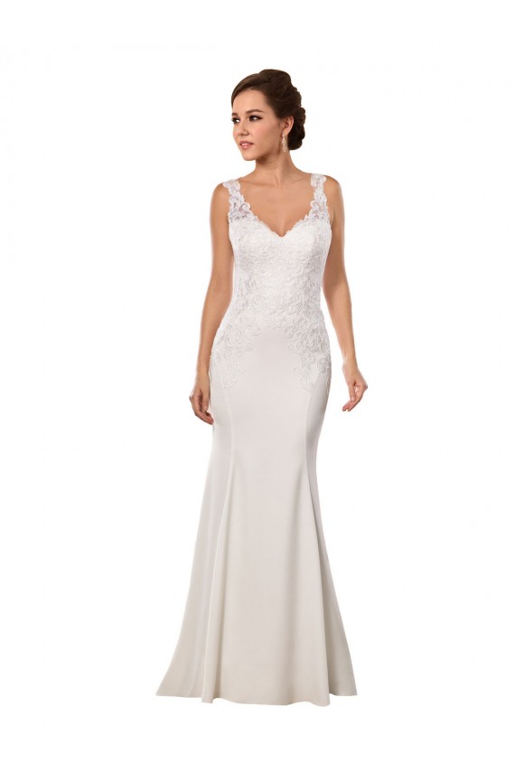 V-Neck Mermaid Crepe Wedding Dress with Lace Bodice Bristol