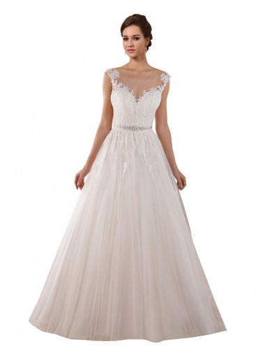 Illusion Sweetheart Neck Ball Gown Tulle Wedding Dress with Lace Bodice Bristol