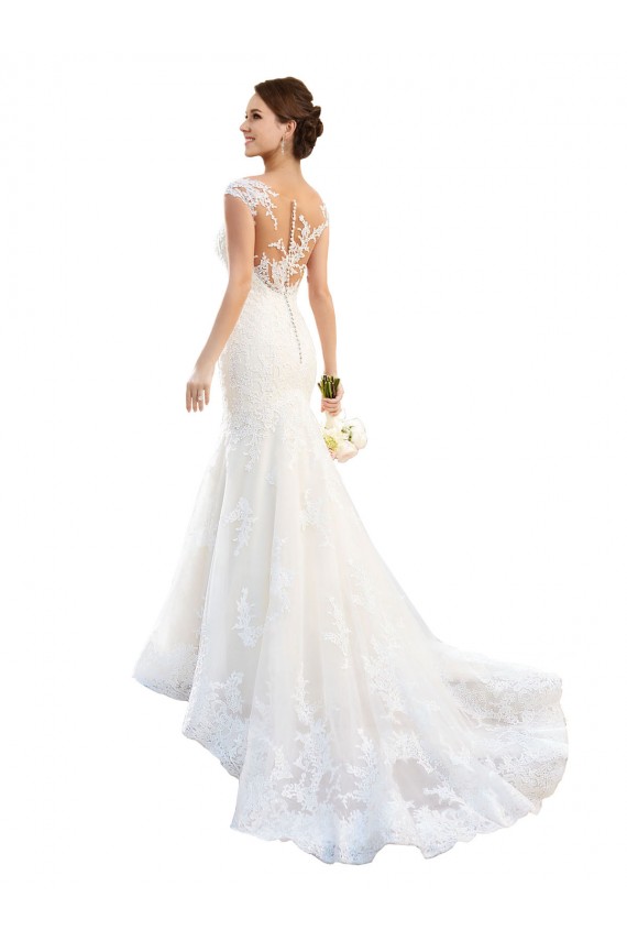 Fit and Flare Illusion Neck Lace Wedding Dress Bristol