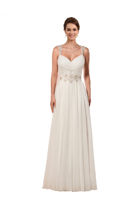 Sweetheart A-Line Chiffon Wedding Dress with Beaded Shoulder Straps Bristol