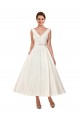 V-Neck A-Line Short Ankle Length Satin Wedding Dress Bristol