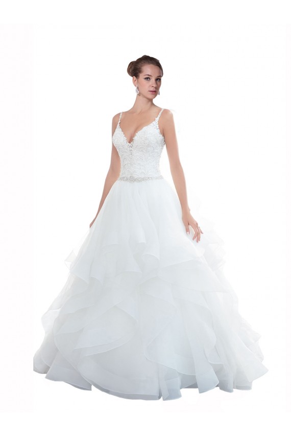 Spaghetti Straps Ball Gown Beach Wedding Dress with Lace Bodice Bristol