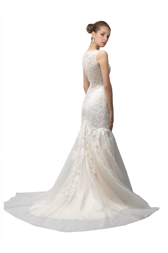 Illusion High Neck Mermaid Lace Wedding Dress Bristol