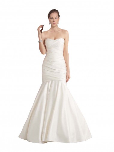Strapless Mermaid Ruched Satin Beach Wedding Dress with Low Back Bristol