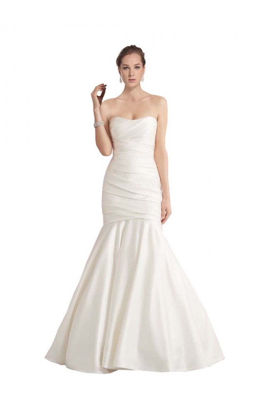 Strapless Mermaid Ruched Satin Beach Wedding Dress with Low Back Bristol