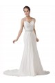 Sweetheart Sheath Chiffon Beach Wedding Dress with Beaded Belts Bristol