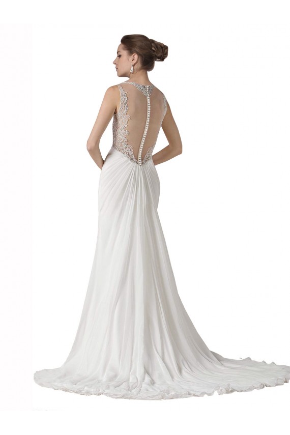 Sweetheart Sheath Chiffon Beach Wedding Dress with Beaded Belts Bristol
