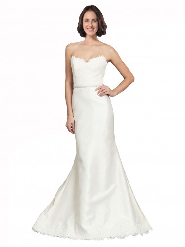Trumpet Satin Wedding Dress with Sweetheart Lace Bodice Bristol
