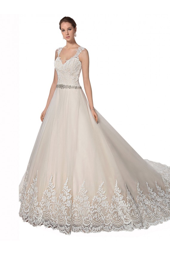 Sweetheart Cap Sleeves Tulle Lace Wedding Dress Bristol