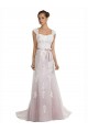 Strapless Mermaid Tulle Lace Beach Wedding Dress with Belt Bristol