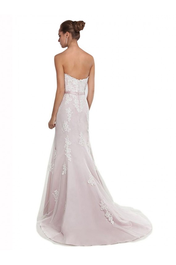 Strapless Mermaid Tulle Lace Beach Wedding Dress with Belt Bristol