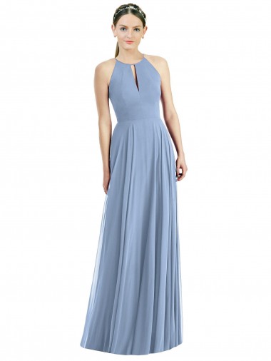 Keyhole Halter Chiffon Maxi Bridesmaid Dress Bristol