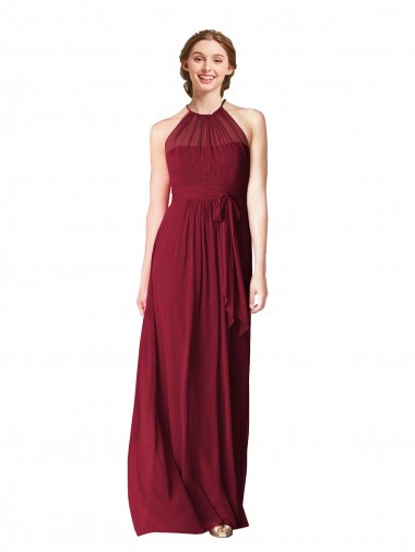Halter Neck Chiffon Bridesmaid Dress with Shirred Bodice Bristol