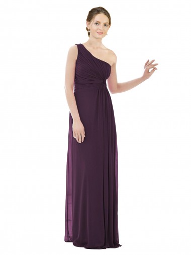 Draped One Shoulder Full Length Chiffon Bridesmaid Dress Bristol