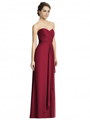 Long Strapless Chiffon Bridesmaid Dress with Side Slit Bristol