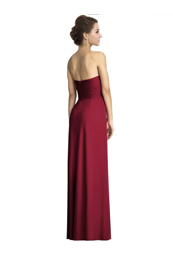 Long Strapless Chiffon Bridesmaid Dress with Side Slit Bristol
