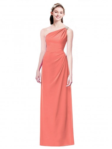 Draped Full Length One Shoulder Chiffon Bridesmaid Dress Bristol