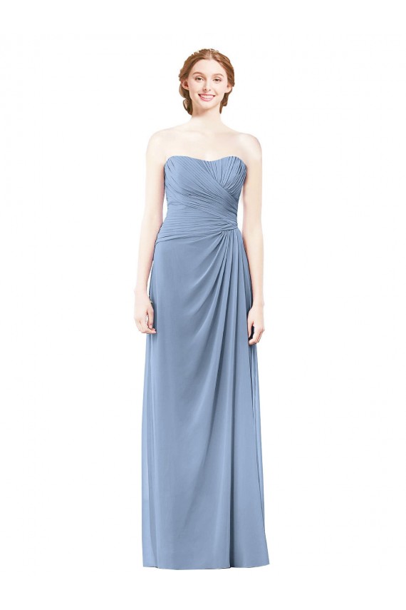 Strapless Long Chiffon Bridesmaid Dress with Sweetheart Neckline Bristol