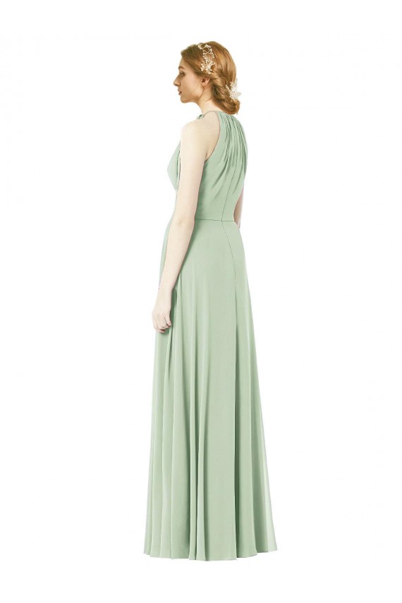 Halter Neckline Long Chiffon Bridesmaid Dress with Side Bow Bristol