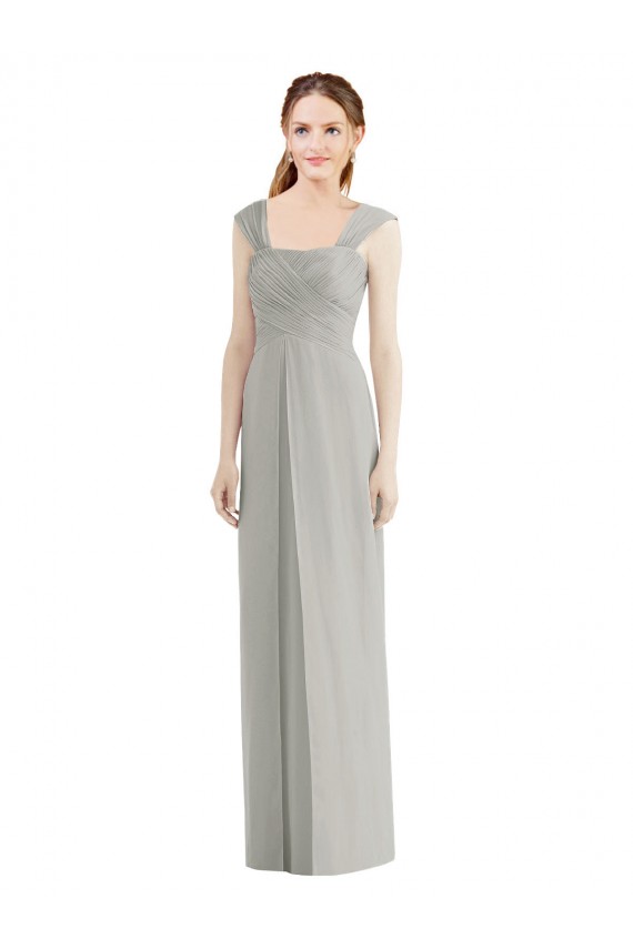 Full Length Lux Chiffon Dress with Draped Bodice And Shirred Straps Bristol