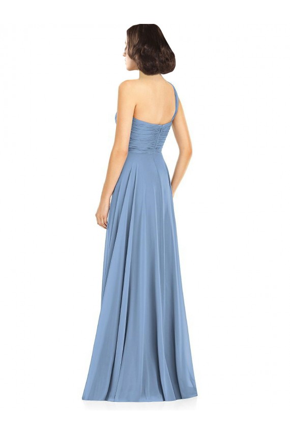 One Shoulder Long Chiffon Bridesmaid Dress with Sweetheart Bodice Bristol
