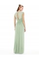 Sheer Back Cap Sleeves Long Chiffon Bridesmaid Dress  Bristol