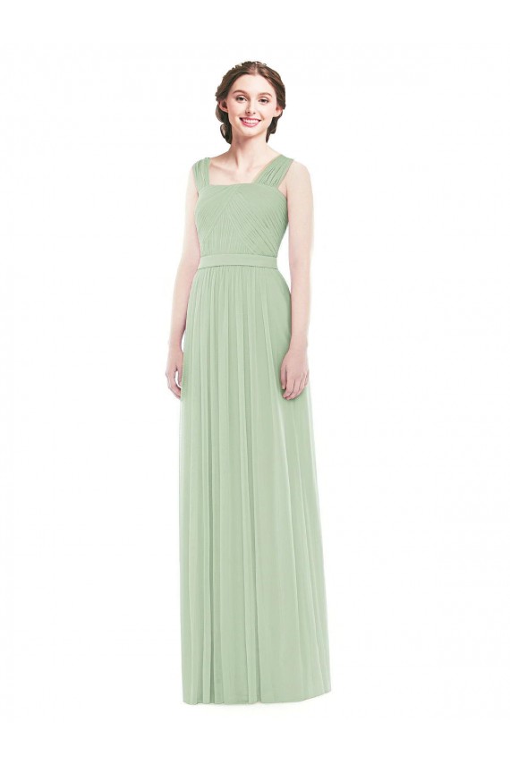 Sleeveless Chiffon Long Bridesmaid Dress with Shoulder Straps Bristol