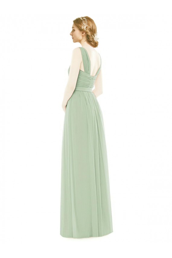 Sleeveless Chiffon Long Bridesmaid Dress with Shoulder Straps Bristol