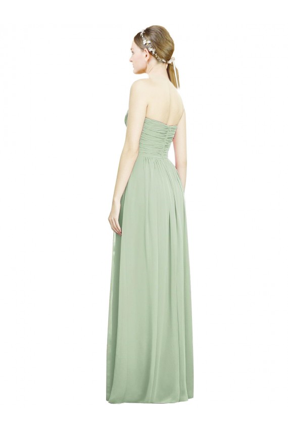 Crisscross Draped Full Length Strapless Chiffon Bridesmaid Dress Bristol
