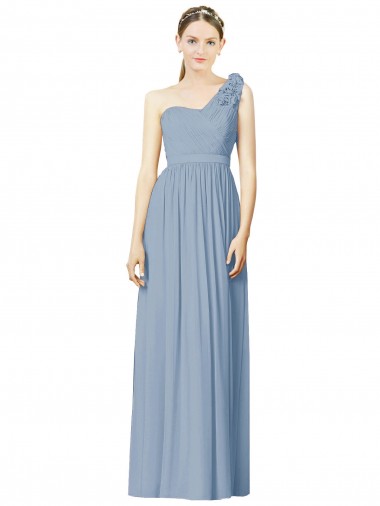 Flower Shoulder Draped One Shoulder Chiffon Bridesmaid Dress Bristol