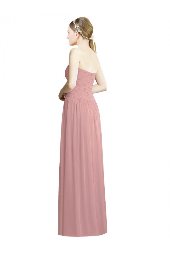 Crossover Draped Sweetheart Chiffon Formal Bridesmaid Dress with Front Slit Bristol