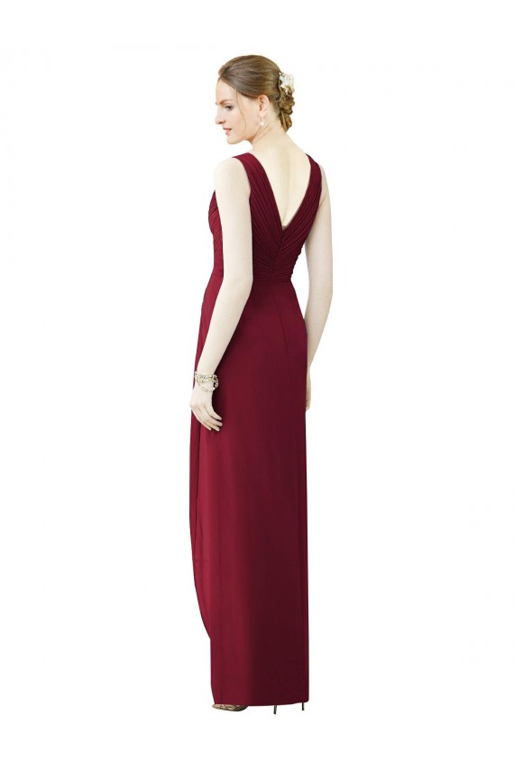 Draped Sleeveless Long Chiffon V-Neck Bridesmaid Dress Bristol