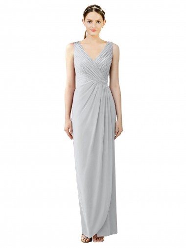 Draped Sleeveless Long Chiffon V-Neck Bridesmaid Dress Bristol