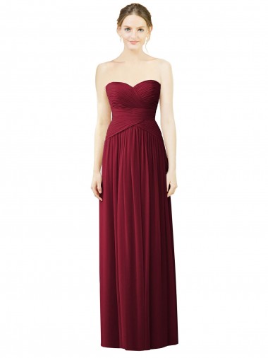 Draped Full Length Strapless Chiffon Bridesmaid Dress Bristol