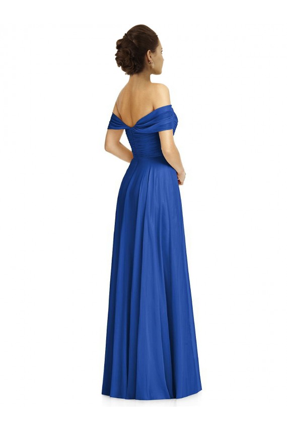 Off the Shoulder Draped Chiffon Maxi Bridesmaid Dress Bristol