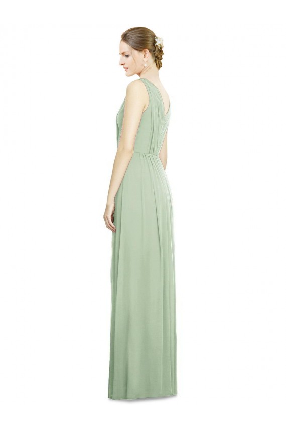 Natural Waist V-Neck Draped Chiffon Bridesmaid Dress Bristol