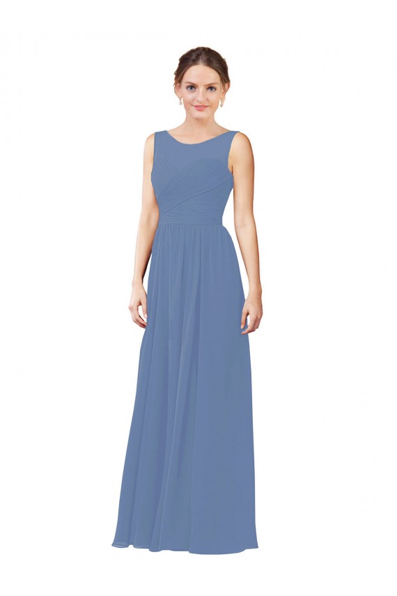 Luxe Chiffon Bridesmaid Dress with Illusion and Sweetheart Neckline Bristol