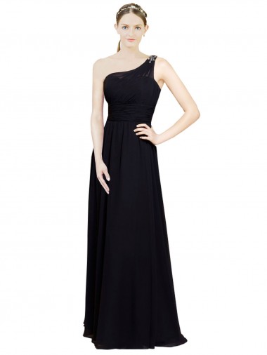 Sweetheart Chiffon Bridesmaid Dress with Beaded One Shoulder Strap Bristol