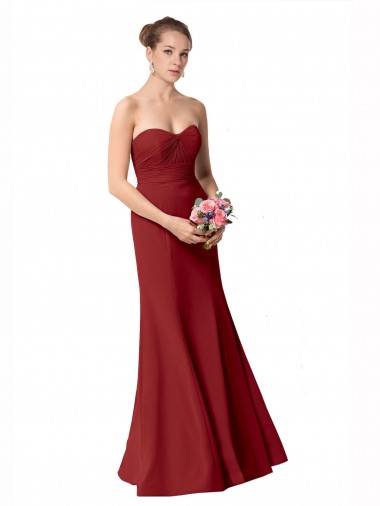 Full Length Sweetheart Chiffon Bridesmaid Dress with Ruched Bodice Bristol
