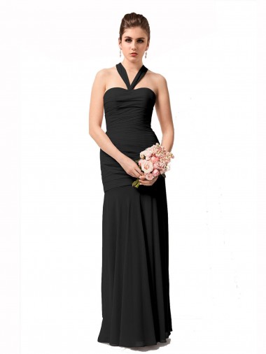 Long Halter Chiffon Bridesmaid Dress with Dropped Waist Bristol