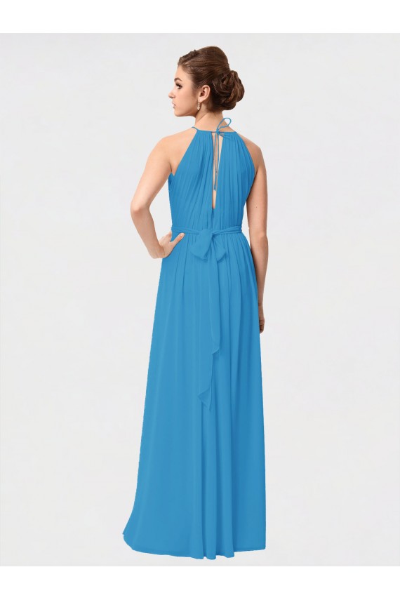 High Low Long Halter Keyhole Chiffon Bridesmaid Dress Bristol