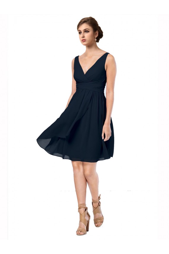 Short Knee Length Criss Cross Draped Chiffon Cocktail Bridesmaid Dress Bristol