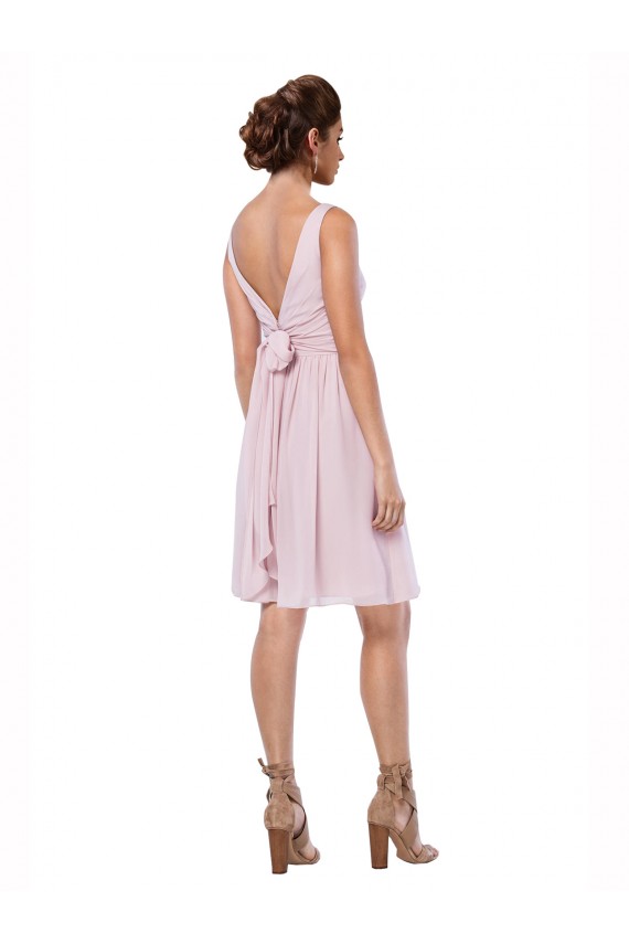 Short Knee Length Criss Cross Draped Chiffon Cocktail Bridesmaid Dress Bristol