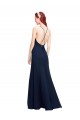High Halter Fit and Flare Long Chiffon Bridesmaid Dress / Prom Dress with Criss Cross Low Back Bristol