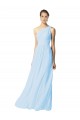 One Shoulder Long Chiffon Bridesmaid Dress with Shirred Bodice and Front Keyhole Bristol