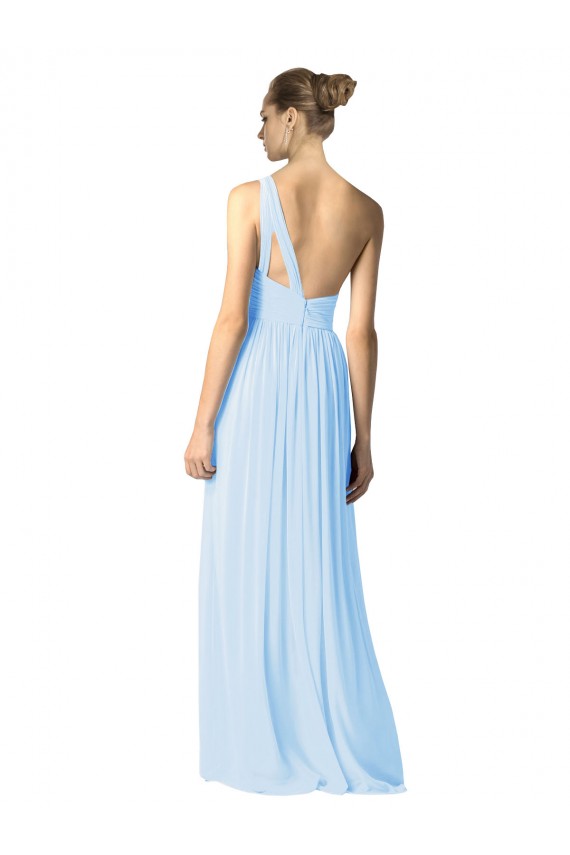 One Shoulder Long Chiffon Bridesmaid Dress with Shirred Bodice and Front Keyhole Bristol