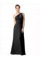 One Shoulder Full Length Chiffon Bridesmaid Dress with Shirred Bodice Bristol