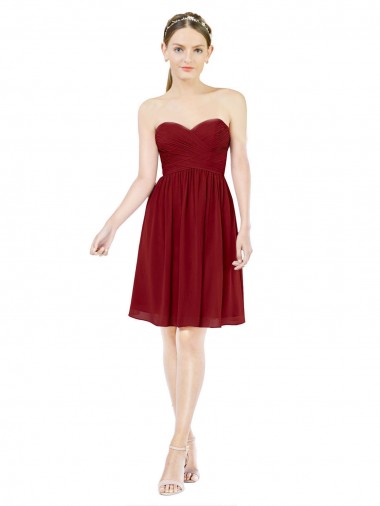 Short Sweetheart Knee Length Chiffon Cocktail Bridesmaid Dress with Open Back Bristol