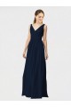 Long Chiffon Bridesmaid Dress with Shirred Bodice and V-Neckline Bristol