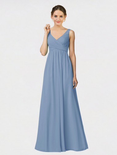Long Chiffon Bridesmaid Dress with Sweetheart Neckline and Wide Straps Bristol